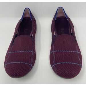 Rothy’s The Loafer Burgundy Grid Plaid Slip On Shoes Women’s Size 6